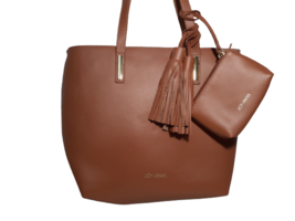 Joy &amp; Iman Brown Leather Tote Bag w/ Removable Insert/Organizer &amp; Coin Purse - £16.66 GBP