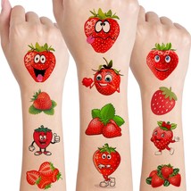 12 Sheets Strawberry Temporary Tattoos for Kids Berry First Birthday Party Suppl - £17.76 GBP