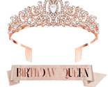 Birthday Sash for Women, Birthday Crowns for Women, Birthday Tiara, Birt... - $20.50
