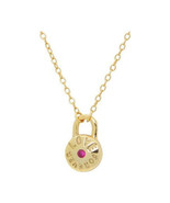 Fronay 16 &amp; 2 in. Red Cz Love Forever Lock Pendant Necklace in Gold Plat... - €39,95 EUR
