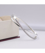 925 Sterling Silver Sparkling Entwined Bangle With Clear CZ Bangle Bracelet - $50.02 CAD+