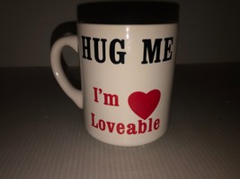 Vintage &quot;Hug Me I&#39;m Loveable&quot; Coffee Mug-1980 Houze - £7.13 GBP
