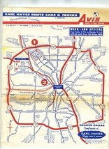 Earl Hayes Avis Rent A Car Maps of Dallas Texas 1950&#39;s Loop 12  - £34.84 GBP