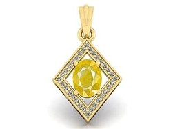 9.00 Ratti/8.25 Carat Antique Yellow Sapphire Gemstone Gold Plated Pendant For W - £39.73 GBP