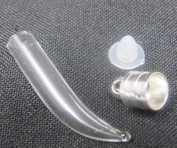Tusk Italian Horn Clear Glass Vial 1&quot; Bottle Charm Cremation Ashes Pendant Rice - £7.05 GBP