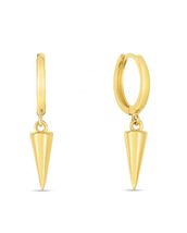 14K Gold Spike Drop Earrings - £156.35 GBP