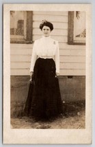 RPPC Victorian Woman With Flowers Eleanor March Drake Illinois Postcard P21 - £11.76 GBP