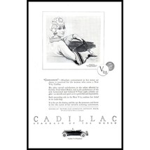 1924 Cadillac V-63 Antique Car Vintage Print Ad Woman Driver Flapper Hat Art - £9.06 GBP