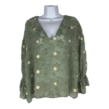 Zara Women&#39;s Embroidered Mesh Top in Jade Green Size Medium - $38.34