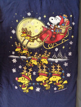 Vintage Peanuts Santa Snoopy Cotton T Shirt Adult M 38&quot; Chest Delta Pro Weight - £11.78 GBP