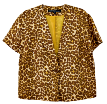 Kasper Essential Sportswear Leopard Animal Print Jacket Size 16 Short Sleeve EUC - £11.46 GBP