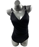Michael Kors Black Logo Hardware Surplice Neck One Piece Swimsuit Size 14 - $89.10