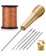 6 Pieces Canvas Leather Sewing Awl Needle With Copper Handle, 50 M Nylon... - £17.16 GBP