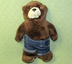 Vintage 11&quot; Smokey The Bear Plush Classic Stuffed Animal Brown With Denim J EAN S - £8.55 GBP
