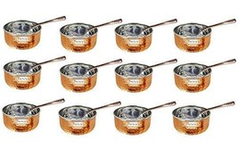 Set of 12 - Prisha India Craft  Handmade Steel Copper Bowl Spoon Set , Hammered  - £69.54 GBP