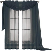 3 Piece Sheer Panel (2 Pieces 58&quot; X 84&quot;) And Scarf Window (1 Pieces 37&quot; ... - £33.80 GBP