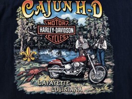 Harley Davidson Mens Graphic T Shirt Blue Crew Neck Size XL Lafayette Louisiana - £14.75 GBP