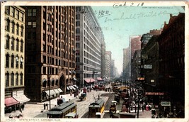 Vtg Postcard State Street, Chicago IL., Sreet View, Cable Cars, Postmarked 1910 - £8.02 GBP