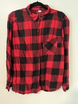 Women’s H&amp;M Divided Button Shirt Red Plaid Flannel Long Sleeve Size 12 (... - $11.88