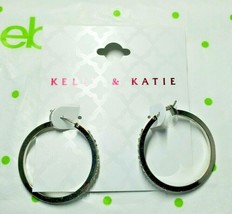 Kelly &amp; Katie Fashion Earrings Silver Tone Simulated Diamond Hoop Earrings New - £11.16 GBP