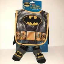 Batman Infant Baby Caped Bib &amp; Bootie Set One Size Fits Most Cape Bib Socks - $9.90