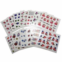 Nail Art Water Transfer Stickers Flower Butterfly Birds Heart Nail Wraps - £2.04 GBP