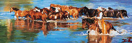 River Reflections by Jason Rich Cowboy Western Horses S/N Limited Edition Print - £98.90 GBP