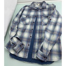 Carbon 2 Cobalt Men Flannel Shirt Lined Tab Roll Up Long Sleeve Outdoor Medium M - £19.76 GBP