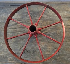 Antique Wheel Barrow, Wagon Wheel Buggy Primitive Farmhouse Barn Cast Ir... - $83.22