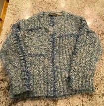 Vintage 1960s 1970s CHEMISE ET CIE Blue Sweater Size M - $19.20