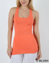 New Zenana Outfitters M  Stretch Ribbed Cotton Racer Back Tank Top Orange Blush - £5.44 GBP
