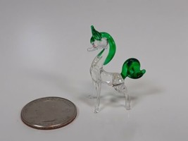 Hand Blown Glass Miniature Horse Green Maine and Tail - $10.00