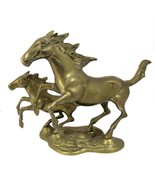 VINTAGE Brass Horse Pair Running Mustang Pair Sculpture Gold metal Figur... - £50.59 GBP