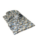 Men&#39;s EMILIO CERUTTI Sport Shirt 100% Cotton Long Sleeves #EMC4 Multi Blue - $82.18 CAD