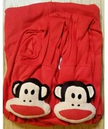 RED PAUL FRANK Baby MONKEY Adult FOOTED Fleece Pajamas L One Piece FOOTIES - £25.31 GBP