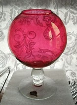 WEST VIRGINIA GLASS Handmade Cranberry / Clear Glass Pedestal Compote (7... - $24.40