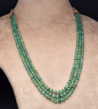 Vintage Natural Emerald Pearl Beads Round 3 L 117 Ct Gemstone Old Necklace - £659.87 GBP