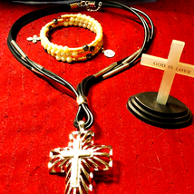 Gorgeous Cross Necklace and Bracelet Lot - £24.91 GBP