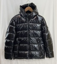 Calvin Klein Size M Men&#39;s Shiny Black Hooded Packable Puffer Coat Jacket... - $56.99