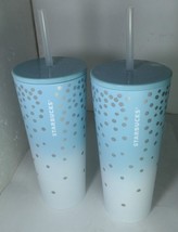 Starbucks 2 Winter dream Blue ICe Cold cup 16 Oz Stainless Steel 2019 w ... - $375.00