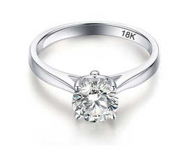 With Certificate 18K White Gold Rings for Women 2.0ct Round Cut Zirconia Diamond - £147.84 GBP