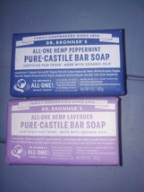 2 Pk Dr. Bronner&#39;s  Pure-Castile Bar Soap (1) Peppermint (1) Lavender 5oz  - $15.04