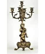 Bronze Candelabra Carried by a Cherub / Putti - $731.66 CAD