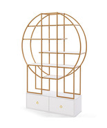 71 Inches 6-Tier Gold Bookshelf with 2 Storage Drawers-Golden - Color: G... - €199,49 EUR