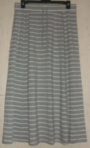 Nwt Womens $79 Talbots Heather Gray &amp; White Stripe Long Pull On Skirt Size L - £29.82 GBP