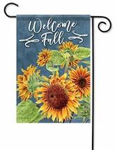 Welcome Fall Chalkboard Sunflowers Garden Flag- 2 Sided Message, 12&quot; x 18&quot; - £12.71 GBP