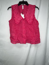 MNG Women&#39;s Pink Button-Up Plaid Blouse Size 4 - £8.08 GBP