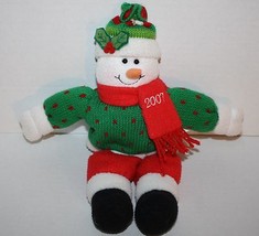 2007 Christmas Snowman Shelf Sitter Soft Plush Stuffed 13&quot; Sit Mantel De... - $203.96 MXN