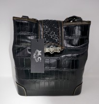 M.C. Marc Chantal MC Black Leather Shoulder Hand Bag Purse 6402 NWT - £31.46 GBP