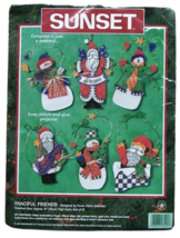 Sunset Fanciful Friends Christmas Ornament Sewing Kit Santa and Snowmen ... - $23.75